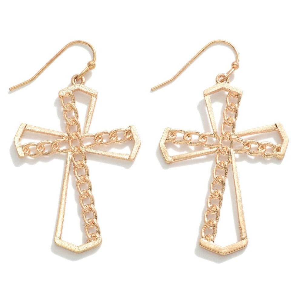 One Blessed Nana Gold Cross Earrings